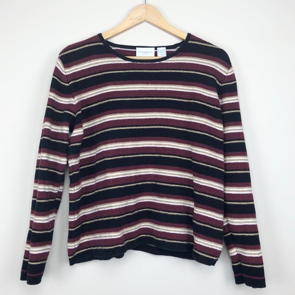 VTG Liz Sport Cotton Striped Sweater (M) - Picture 2 of 9